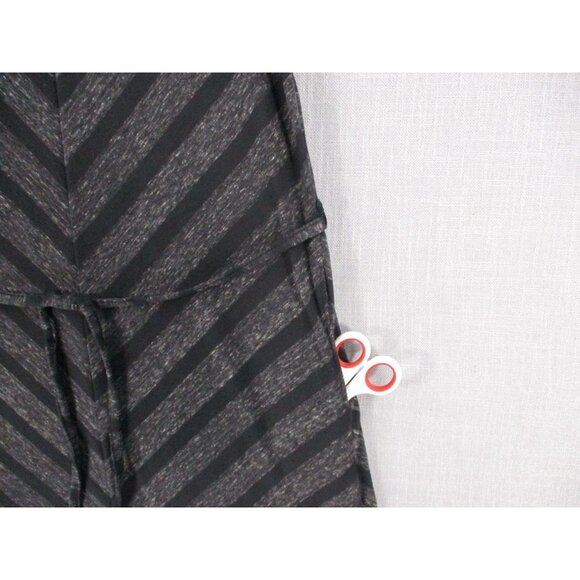 Womens Gray Chevron Striped Sleeveless Dress With Tie Waist M - Picture 3 of 9